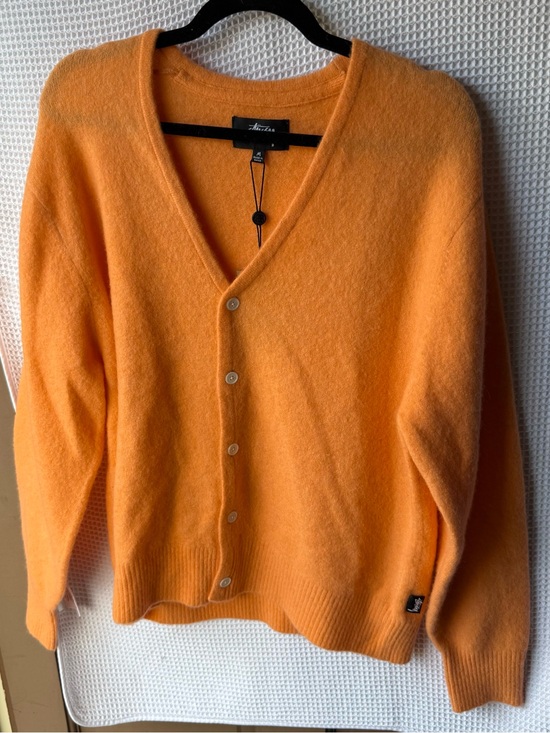 Stussy Sweaters - Stussy Peach V-Neck Button up Brushed Cardigan